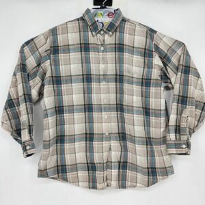 L.L. Bean Shirt Womens Large Button Up Flannel Plaid Long‎ Sleeve Vintage